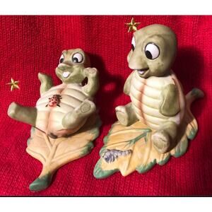 Super Cute Lot of 2 Happy Turtles Homco 1123 Figures Statues Vintage